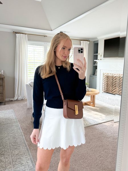 What I wore for brunch this morning with a girlfriend! My scalloped tennis skirt is on sale I’m wearing a small in both my skirt and cashmere sweater  

#LTKSeasonal #LTKsalealert
