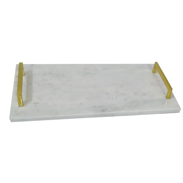 LA BELLA HOME | Handmade White Marble Tray | Rectangle Shape | Gold Handle | Vanity Tray | 16''x8... | Walmart (US)