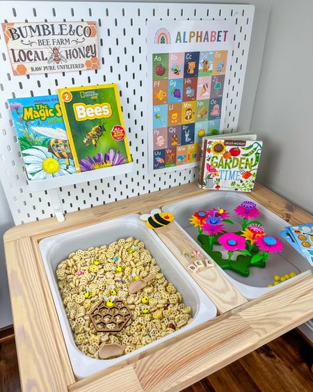 Let's create a buzz on World Bee Day with this fun sensory activity for kids! The cereal provides a taste safe option for a sensory filler. Explore textures, colors, and smells as we buzz through colorful flowers, taste sweet honeycomb cereal, and learn all about the amazing world of bees! 🌻✨

#worldbeeday #sensoryplay #sensoryactivities #flisatideas 

Kids activities, Sensory table, Sensory activities, World Bee Day

#LTKKids #LTKFamily #LTKSeasonal