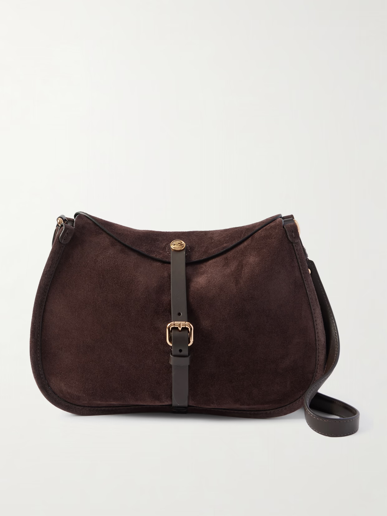 Etro - Leather-trimmed Suede Shoulder Bag - Dark brown | NET-A-PORTER (UK & EU)