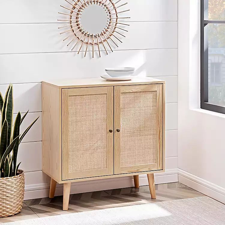 Natural Tan Woven Rattan Front Cabinet | Kirkland's Home