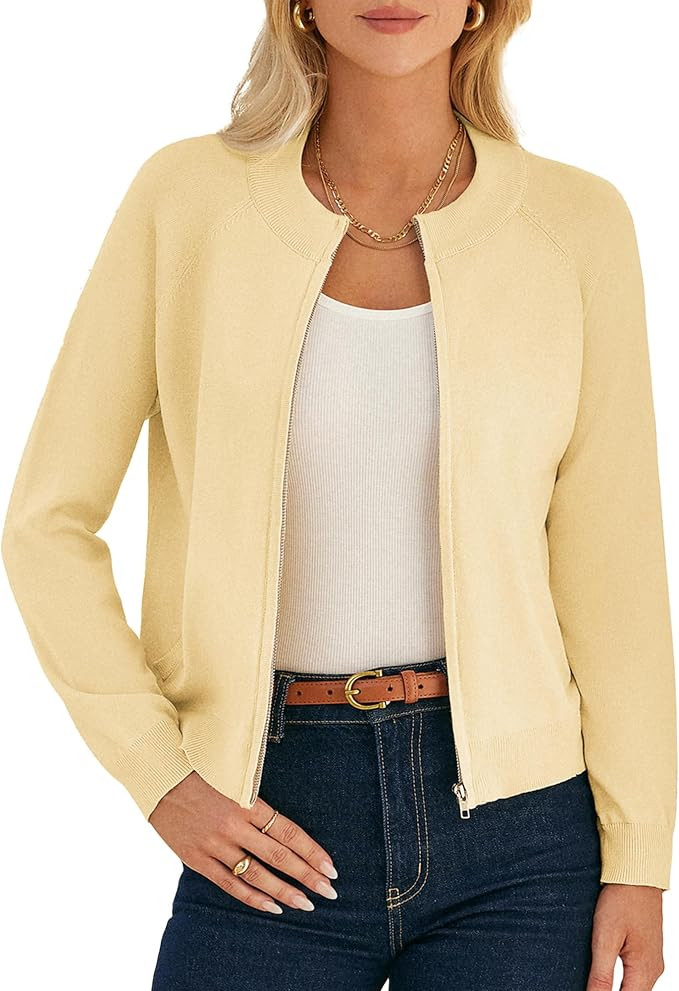 GRACE KARIN Womens Long Sleeve Zip Up Cardigan Sweaters Lightweight Fashion Sweater Jacket Knitte... | Amazon (US)
