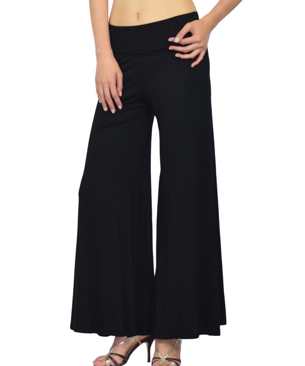 Pastels Women's Casual Pants BLACK - Black Palazzo Pants | Zulily