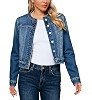 MsavigVice Cropped Denim Jacket for Women Long Sleeve Short Jean Jacket     Soft Denim Fabric, St... | Amazon (US)