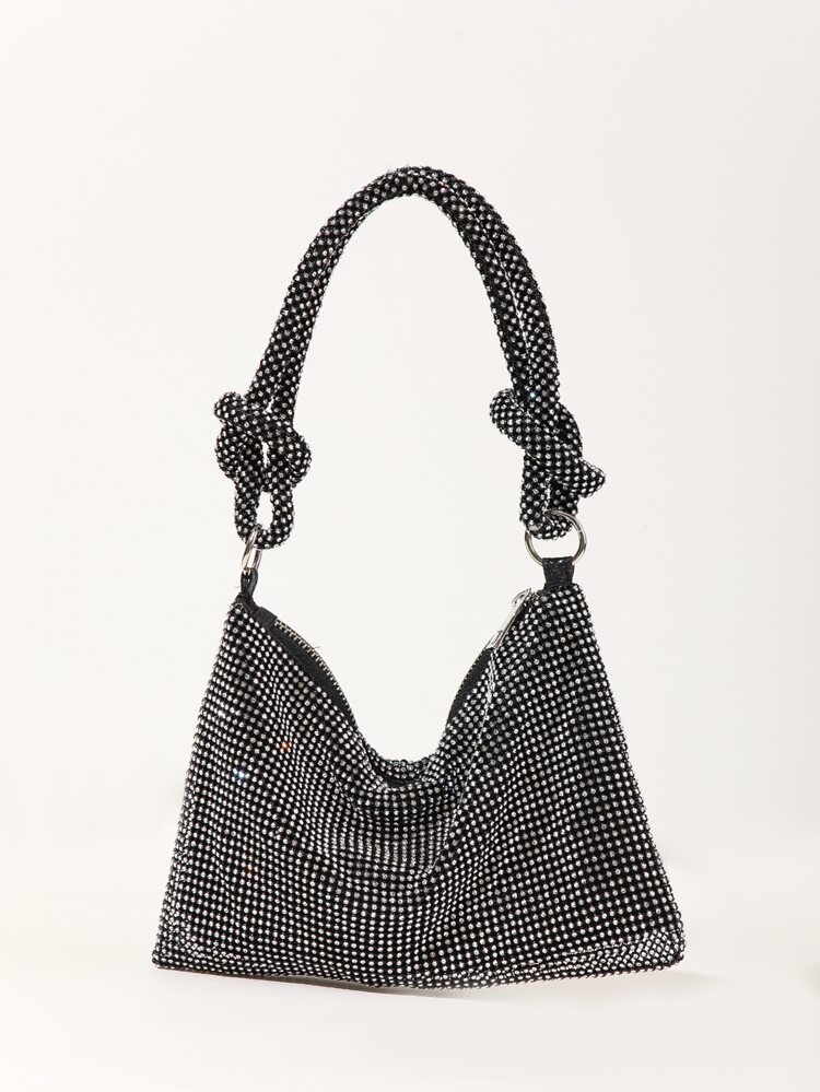 Allover Rhinestone Decor Knot Detail Evening Bag | SHEIN
