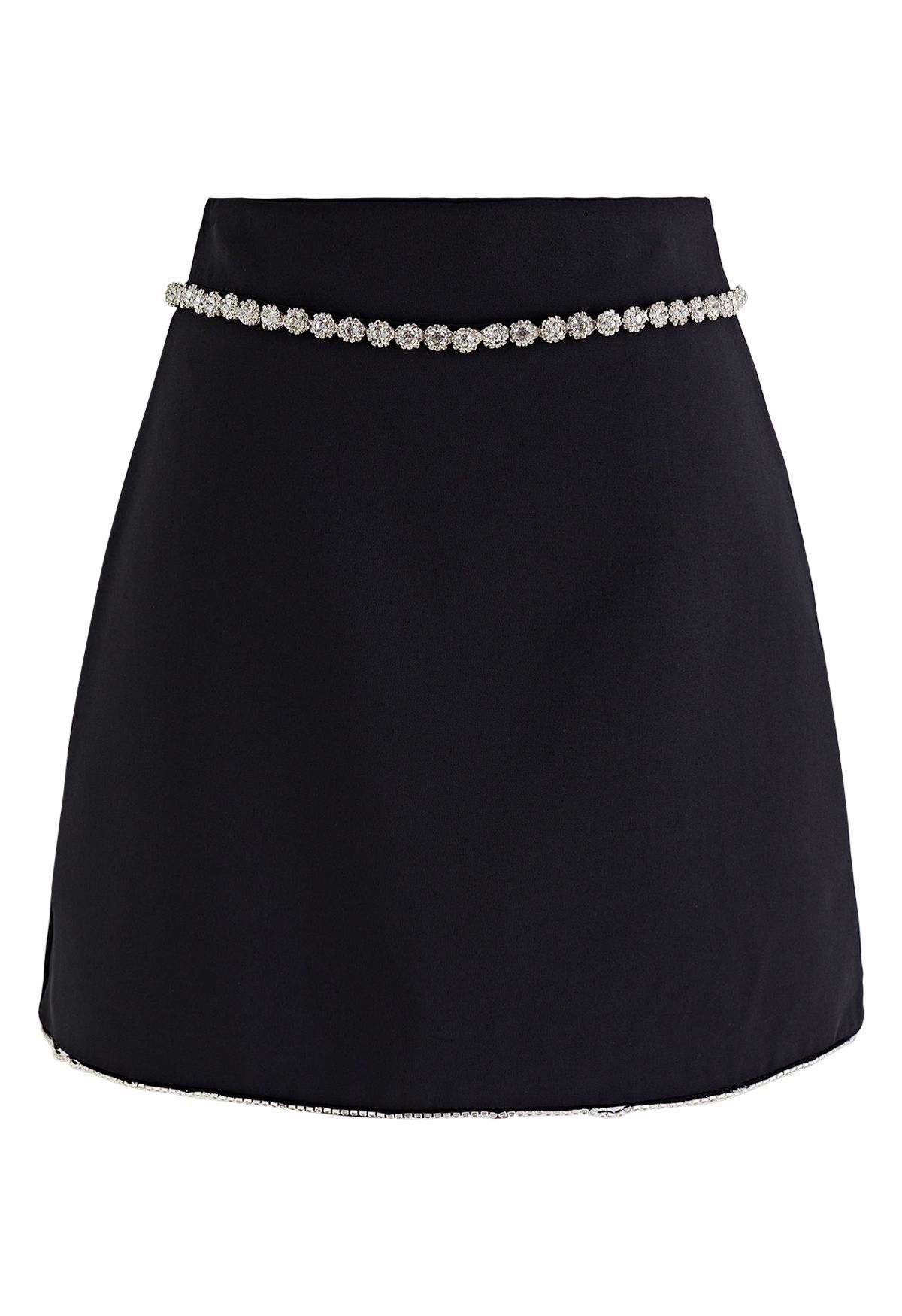 Dazzling Diamond Solid Color Mini Bud Skirt in Black | Chicwish