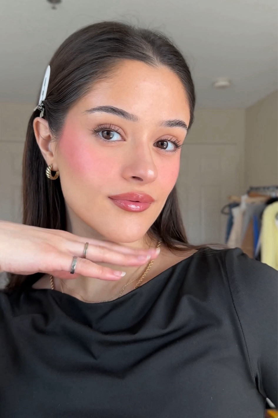 Pink blush makeup look