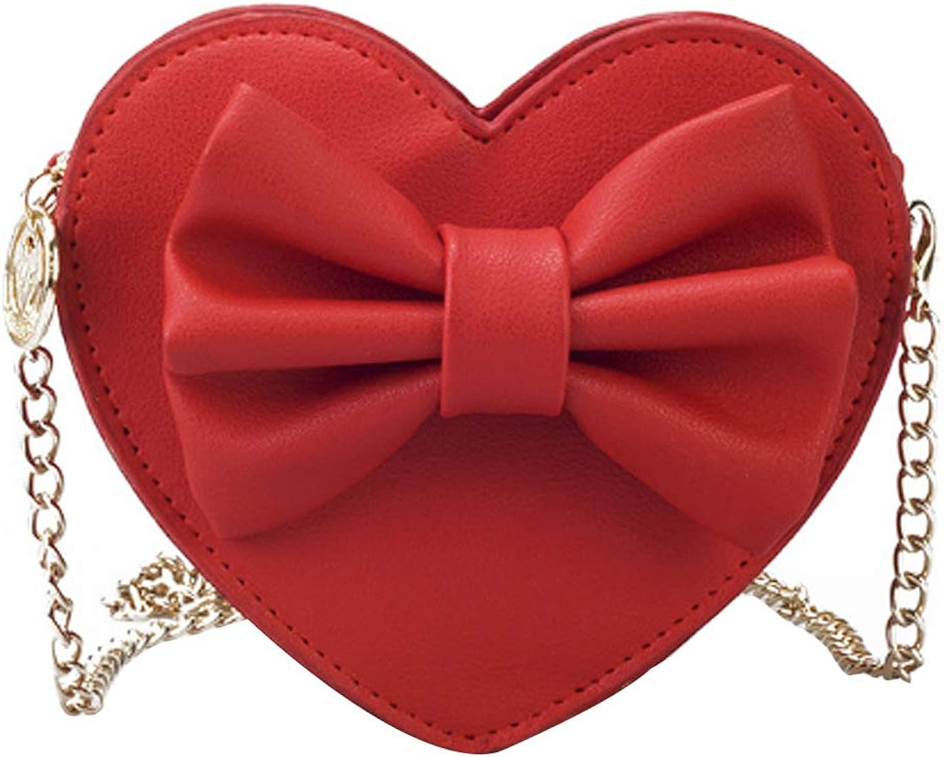 Mily Mini Heart Shape Crossbody Handbag Coin Change Purse for Toddlers Little Girls Red | Amazon (US)