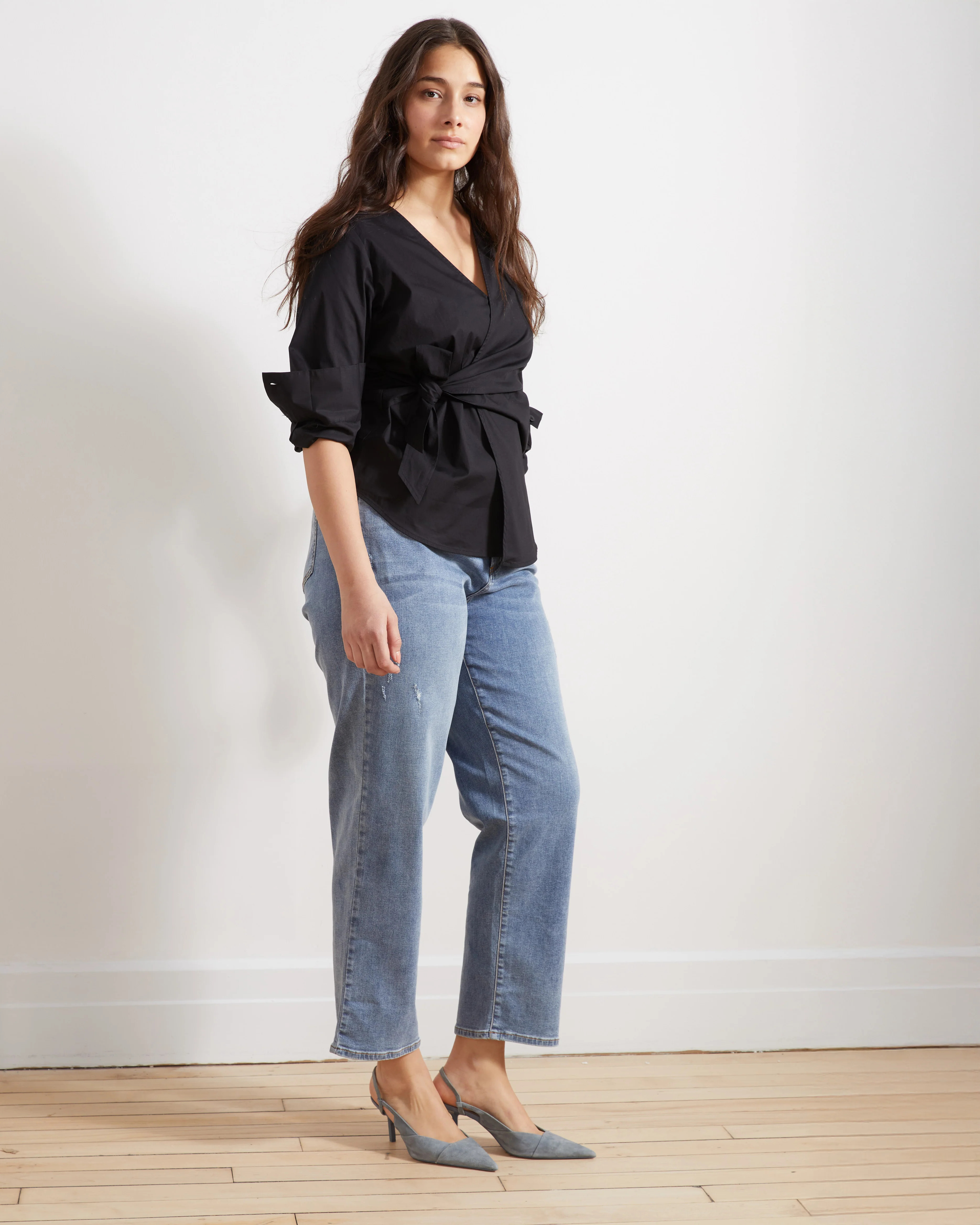 Ella High Rise Straight Leg Jeans - Distressed Washed Indigo | Universal Standard