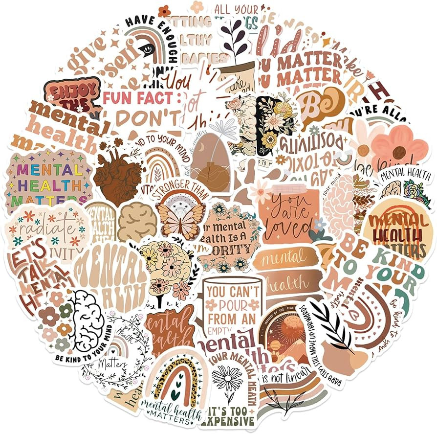 Amazon.com: 50Pcs Boho Vintage Inspirational Mental Health Decals for Scrapbooking, Motivational ... | Amazon (US)