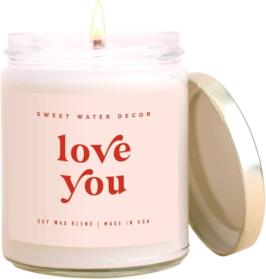 Sweet Water Decor, Love You Candle | Mahogany, Lavender, Wood, and Geramium Scented Candle | 9oz ... | Amazon (US)