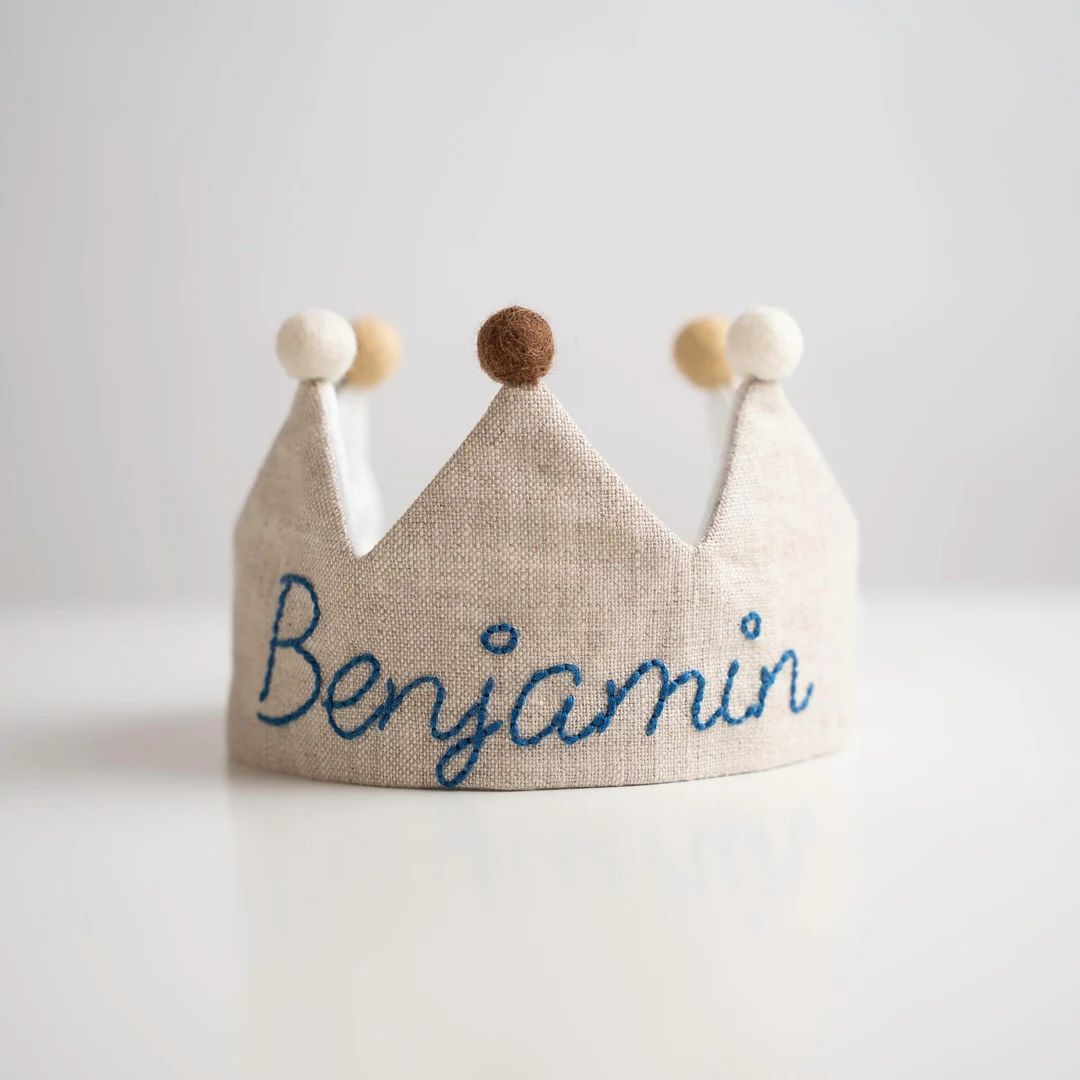 Hand Embroidered Crown for Baby and Children's Birthdays Personalized Keepsake for First Birthday... | Etsy (US)