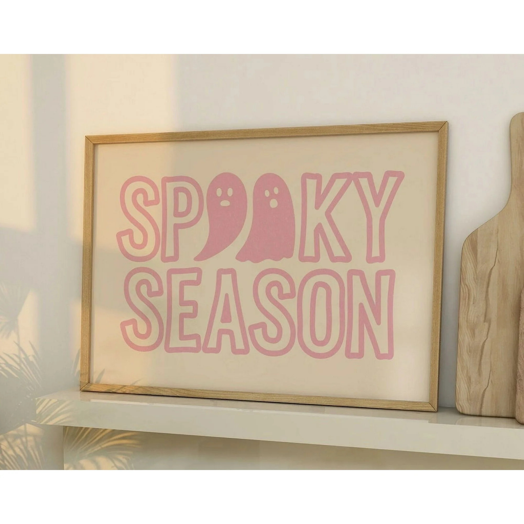 Pink Halloween Decor Trendy Ghost Wall Art Pink Ghost Poster Halloween Poster Digital Print Spook... | Walmart (US)
