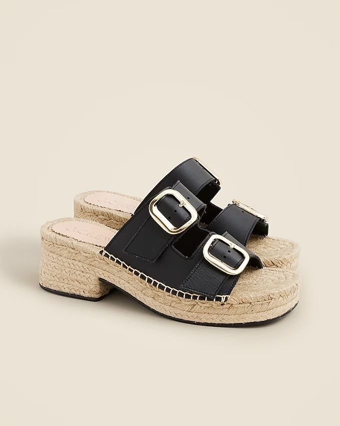 Made-in-Spain block-heel espadrilles in leather | J. Crew US