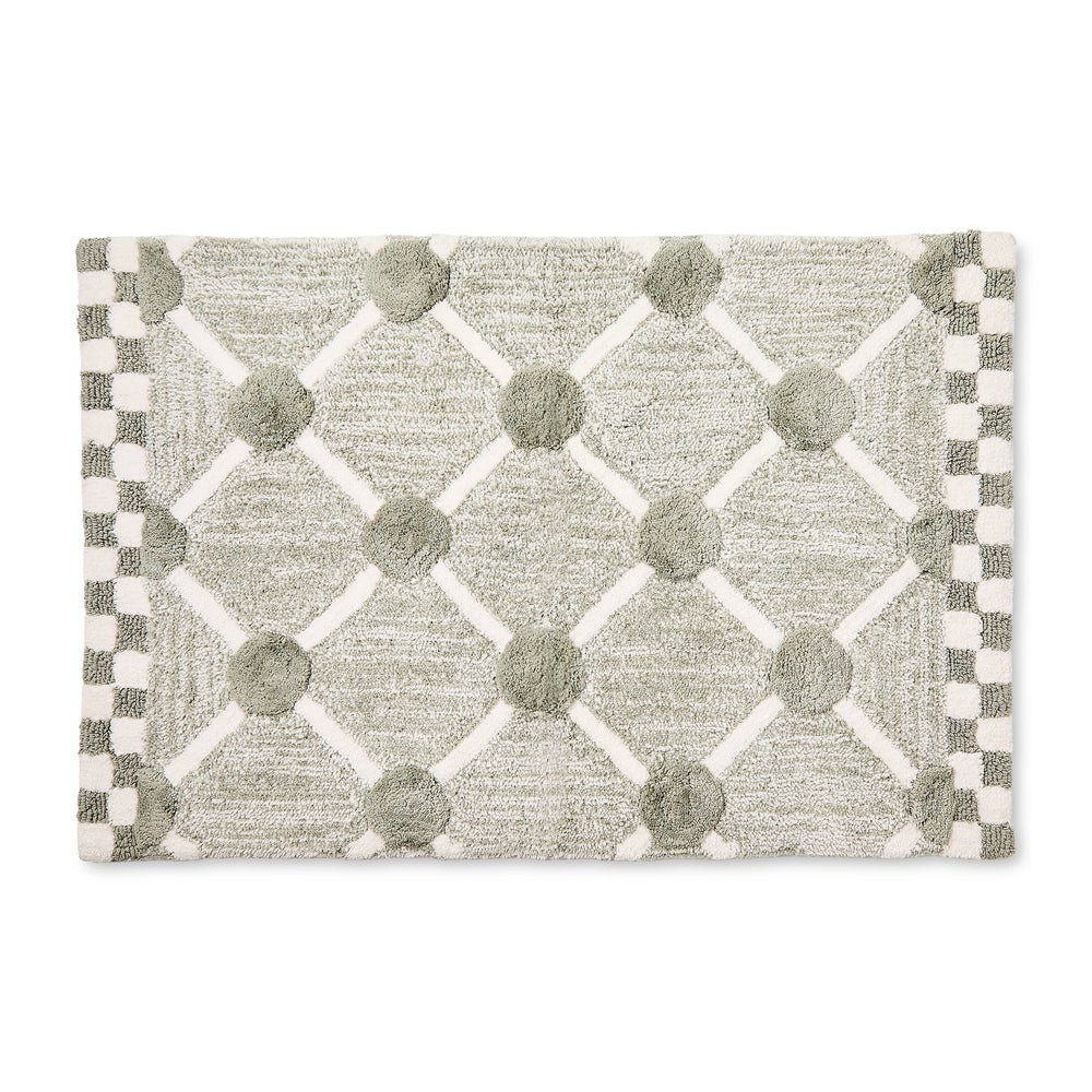 Grey Lattice & Dot Bath Rug | MacKenzie-Childs