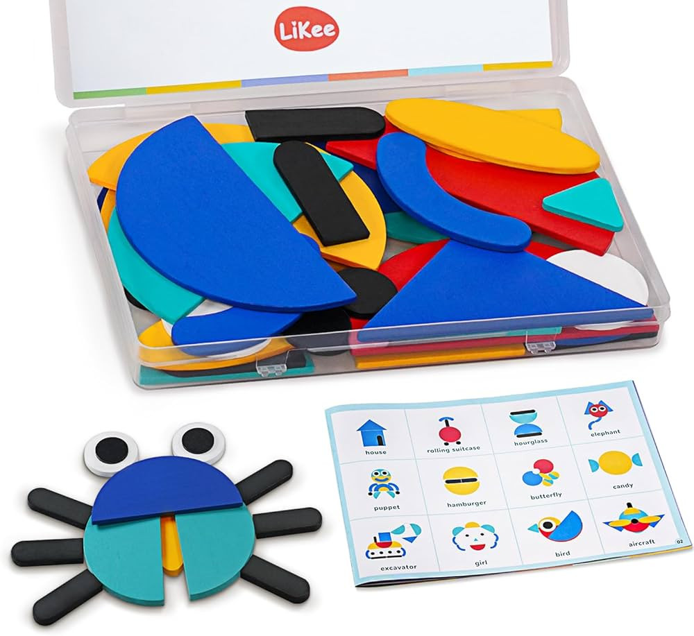 LiKee Open Ended Wooden Shape Puzzles with 36 Blocks and 60 Pattern Shapes for Toddlers 3+ Years ... | Amazon (US)