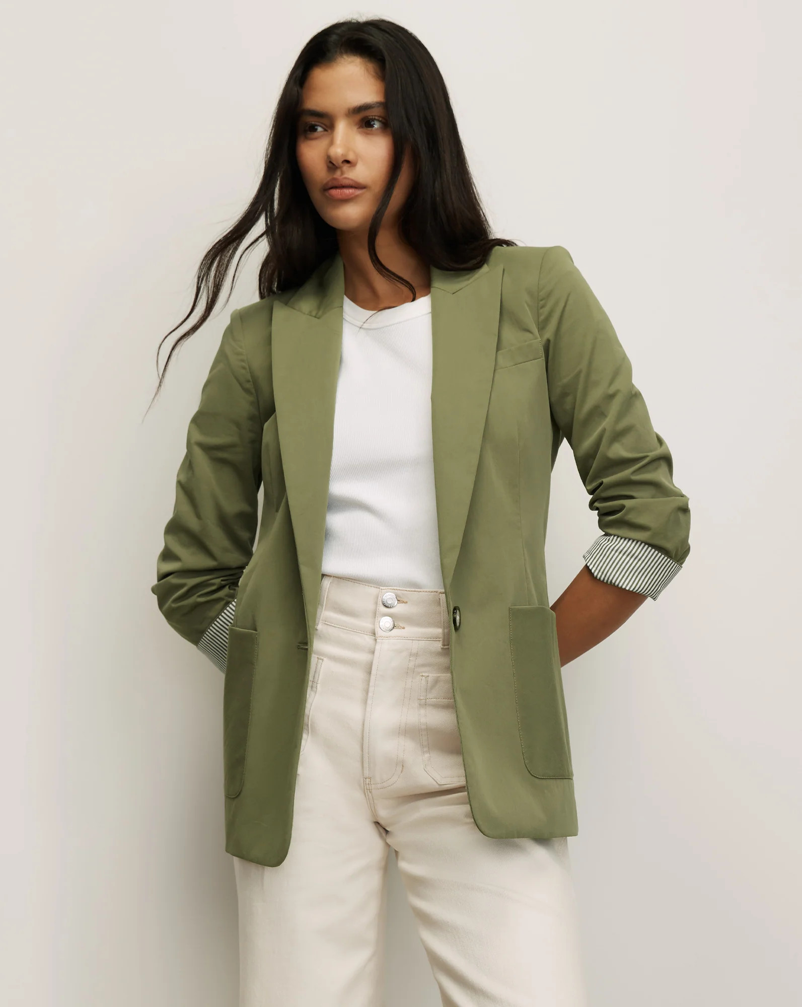 McAllin Dickey Jacket in Stone Army | Veronica Beard | Veronica Beard