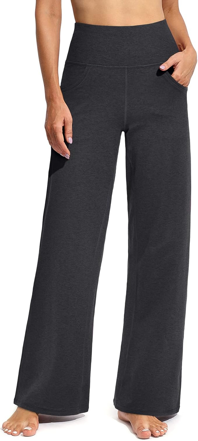 Promover Wide Leg Pants Woman Yoga Pants with Pockets Stretch Loose Casual Lounge Sweatpants Peti... | Amazon (US)