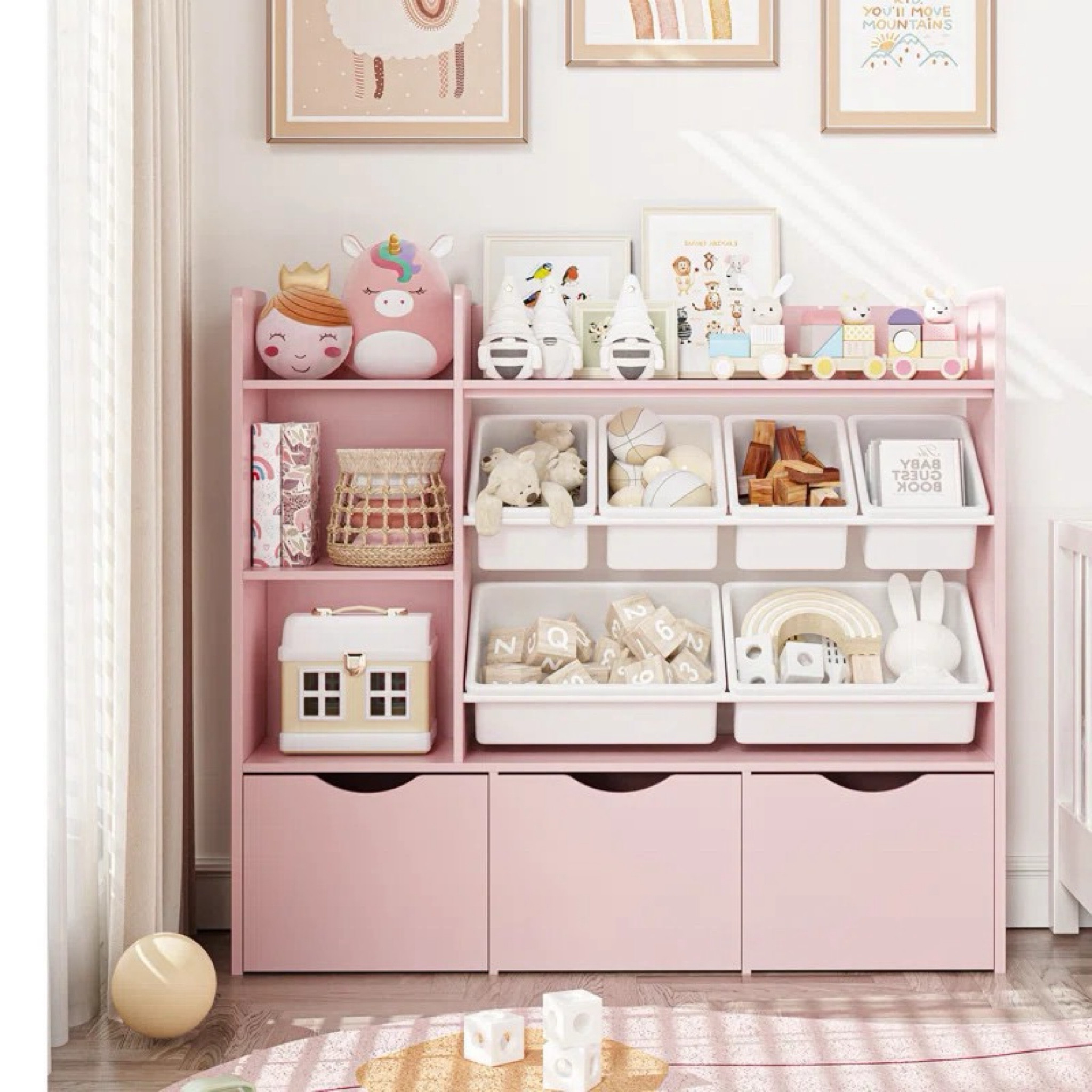 Toy storage organization toy room kids playroom shelves pink preppy girls bedroom 

#LTKhome #LTKkids #LTKsalealert