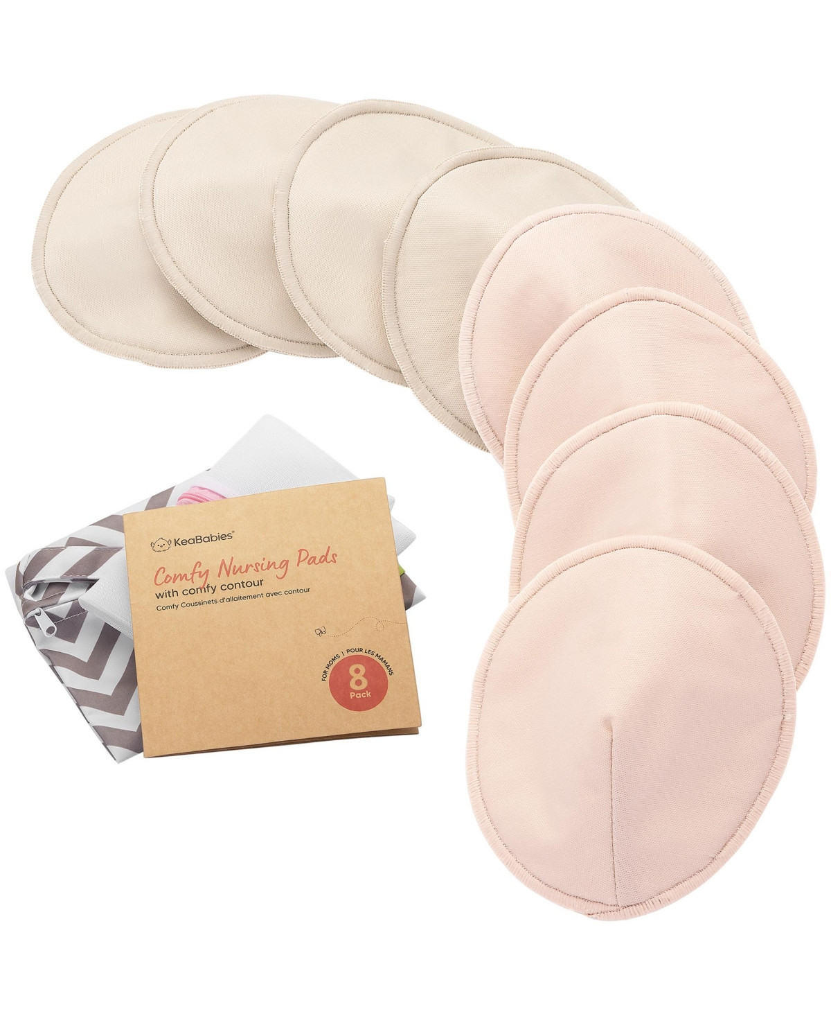 KeaBabies Maternity 8pk Organic Nursing Pads, Washable Breast Pads + Wash Bag, Reusable Nipple Pads - Neutrals | Macy's