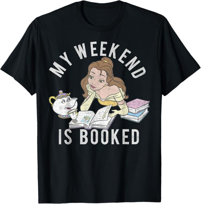 Disney Beauty And The Beast Belle My Weekend Is Booked Short Sleeve T-Shirt Small | Amazon (US)
