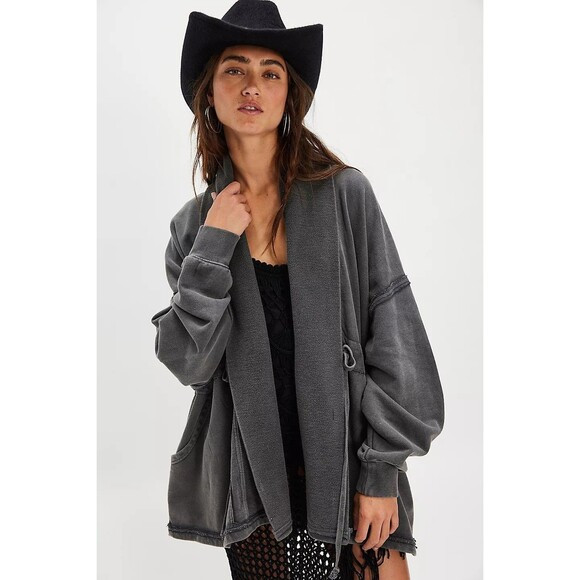 Free People Boothbay Sweatshirt Jacket Cardi Top Ventilated Oversized XL 283625 | Poshmark