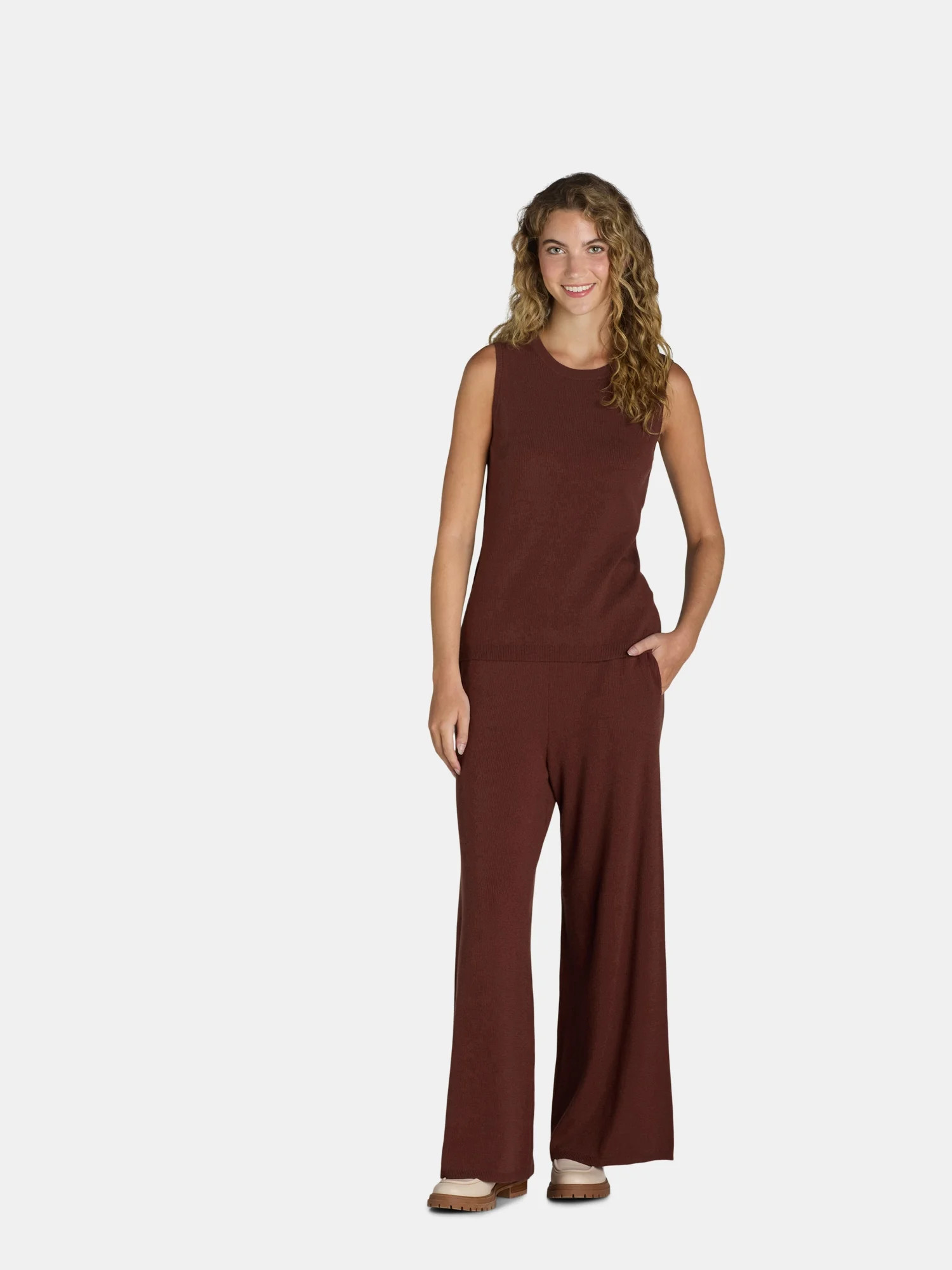 Time and Tru Women's Sweater Tank Top and Wide Leg Pants Set, 2-Piece, Sizes XS-XXXL | Walmart (US)