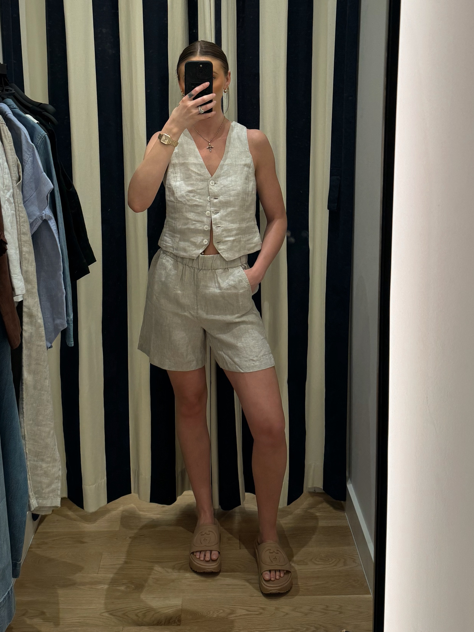 Loving linen on linen for spring and summer! I’m wearing a 0 in the vest and an xs in the shorts! I definitely recommend sizing down in both! Top and bottoms are both on SALE! #morganiverson #tryon #springootd #linen

#LTKstyletip #LTKsalealert