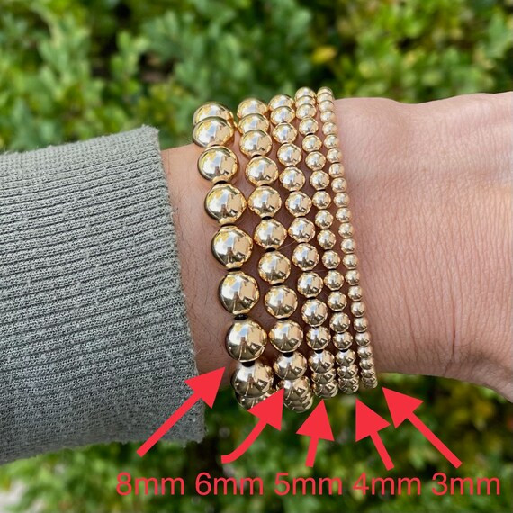 Gold Bead Bracelet | 14K Gold filled | 3mm 4mm 5mm 6mm 8mm | Bracelet Set | Elastic Stack of Brac... | Etsy (US)