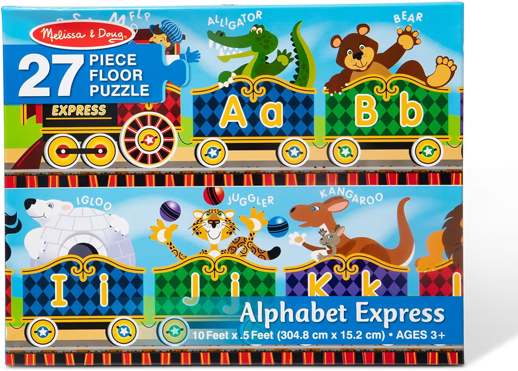 Melissa & Doug Alphabet Express Jumbo Jigsaw Floor Puzzle (27 pcs, 10 feet Long) - FSC Certified | Amazon (US)