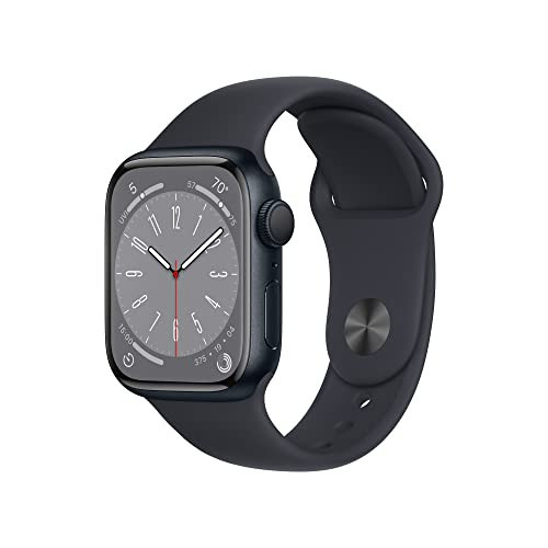 Apple Watch Series 8 [GPS 41mm] Smart Watch w/Midnight Aluminum Case with Midnight Sport Band - S/M. Fitness Tracker, Blood Oxygen & ECG Apps, Always-On Retina Display, Water Resistant | Amazon (US)