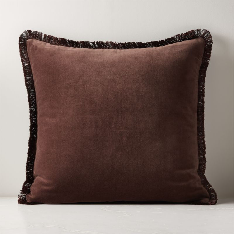 Bettie Chocolate Brown Velvet Throw Pillow Cover 23" + Reviews | CB2 | CB2