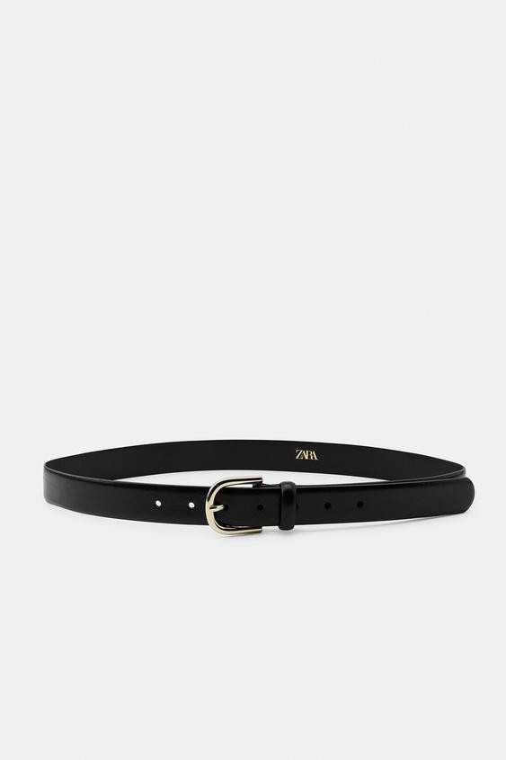 100% LEATHER BELT WITH OVAL BUCKLE | Zara AU