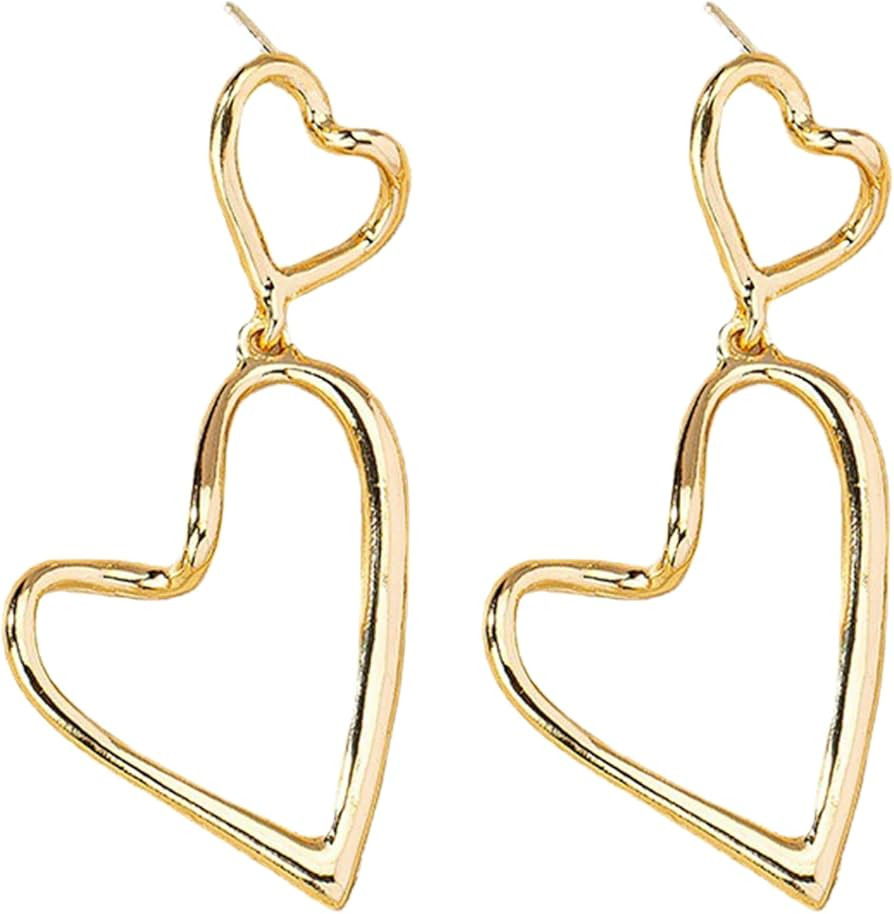 Vintage Double Love-Heart Earrings Personality Earrings Retro French Style High Graded Ear Jewelr... | Amazon (US)