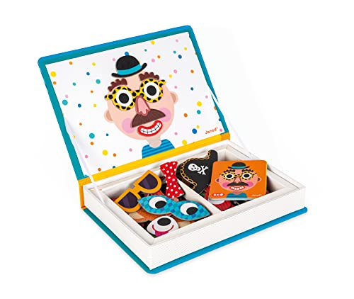 Janod Magnetibook 83 Pc Magnetic Boy Crazy Face Dress Up Game for Imagination Play - Book Shaped Travel/Storage Case Included - S.T.E.M. Toy for Ages 3+ | Amazon (US)