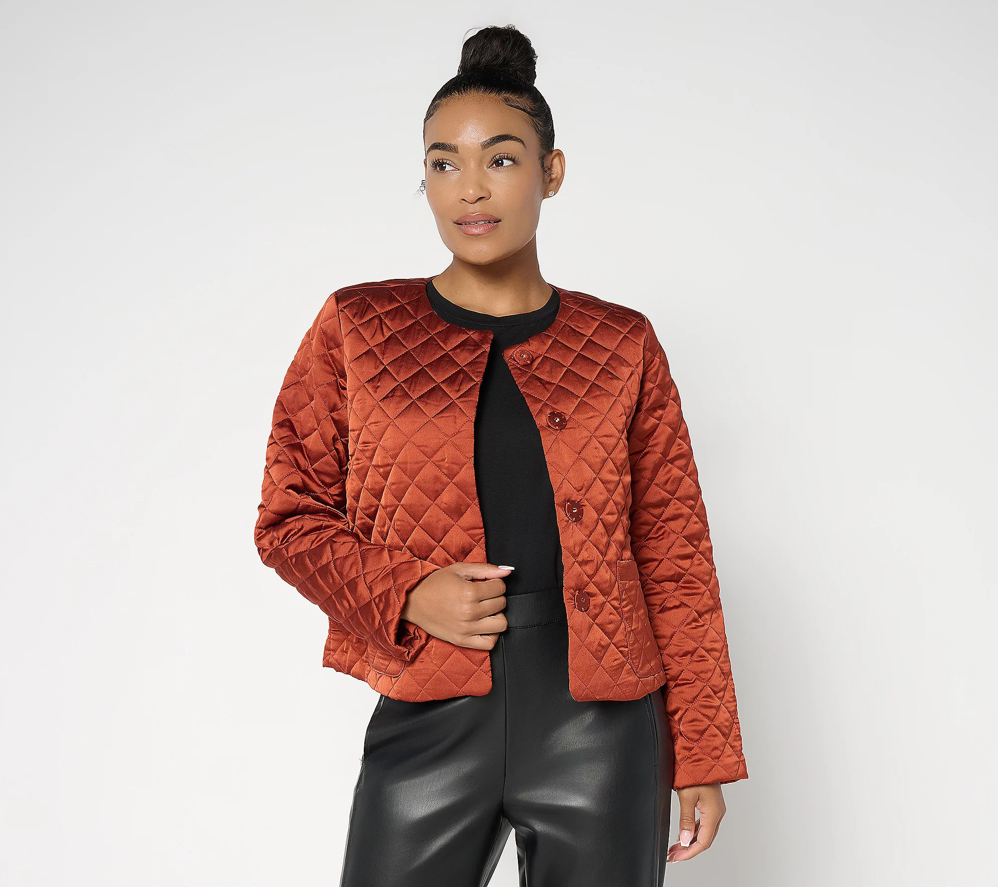 by Stacy London Quilted Satin Jacket | QVC