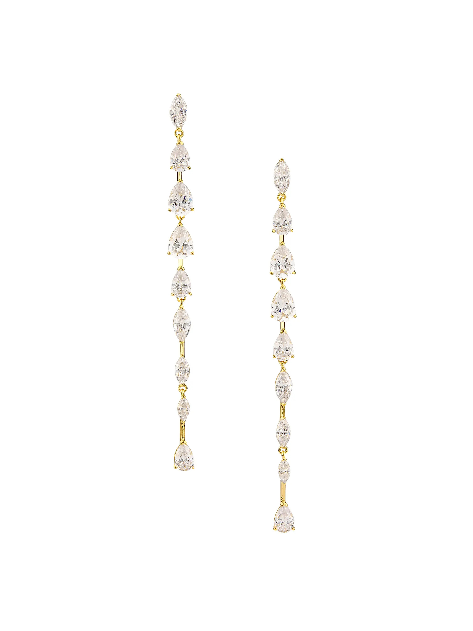 Adriana Orsini Anna 18K-Gold-Plated & Cubic Zirconia Linear Earrings | Saks Fifth Avenue | Saks Fifth Avenue