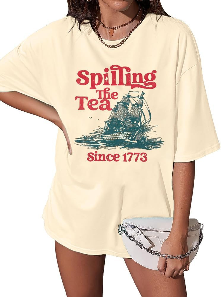4th of July Shirts Women Spilling The Tea Since 1773 Shirt Patriotic T-Shirt American History Tea... | Amazon (US)