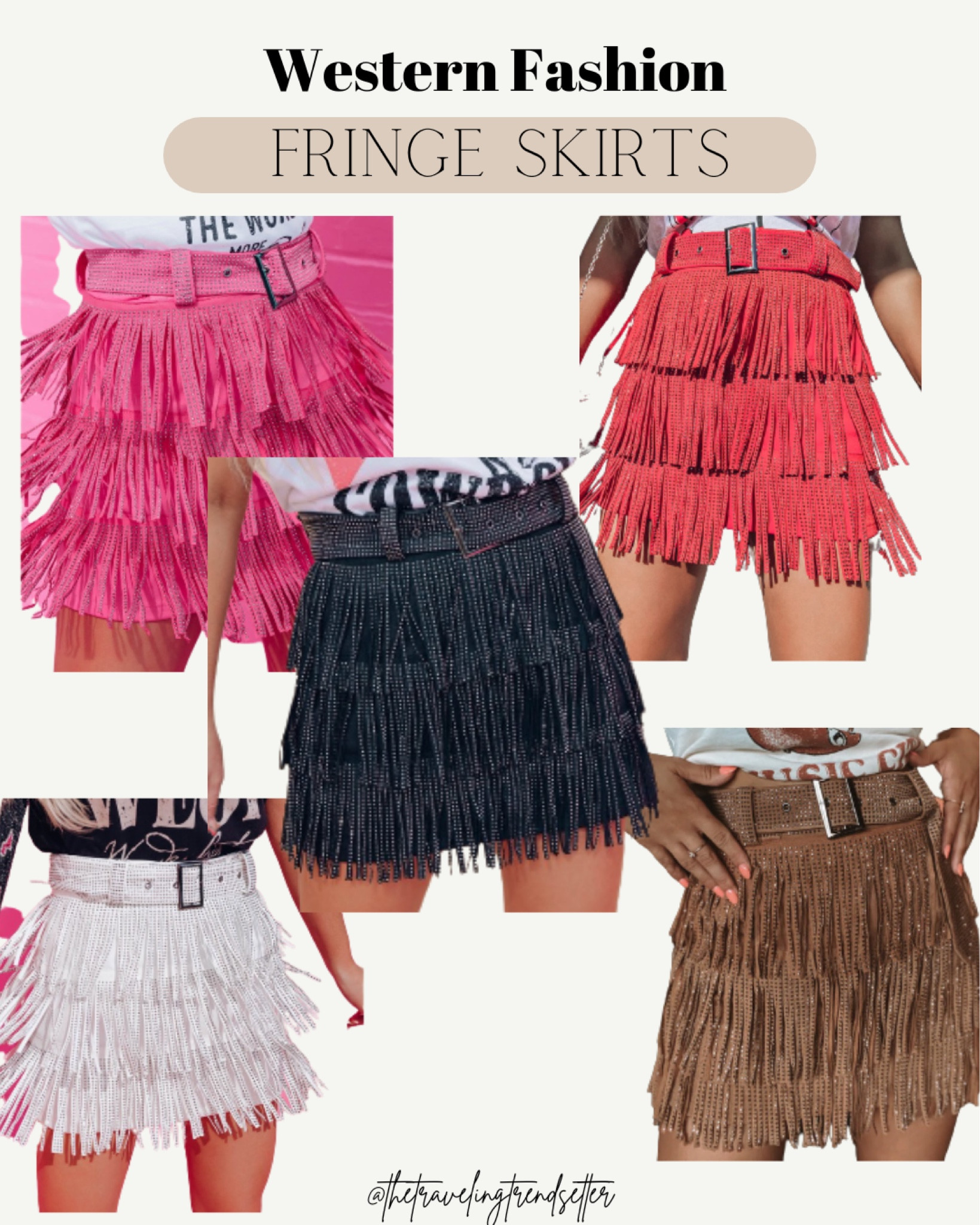 Rhinestone Diva Fringe Mini Skirt - Red