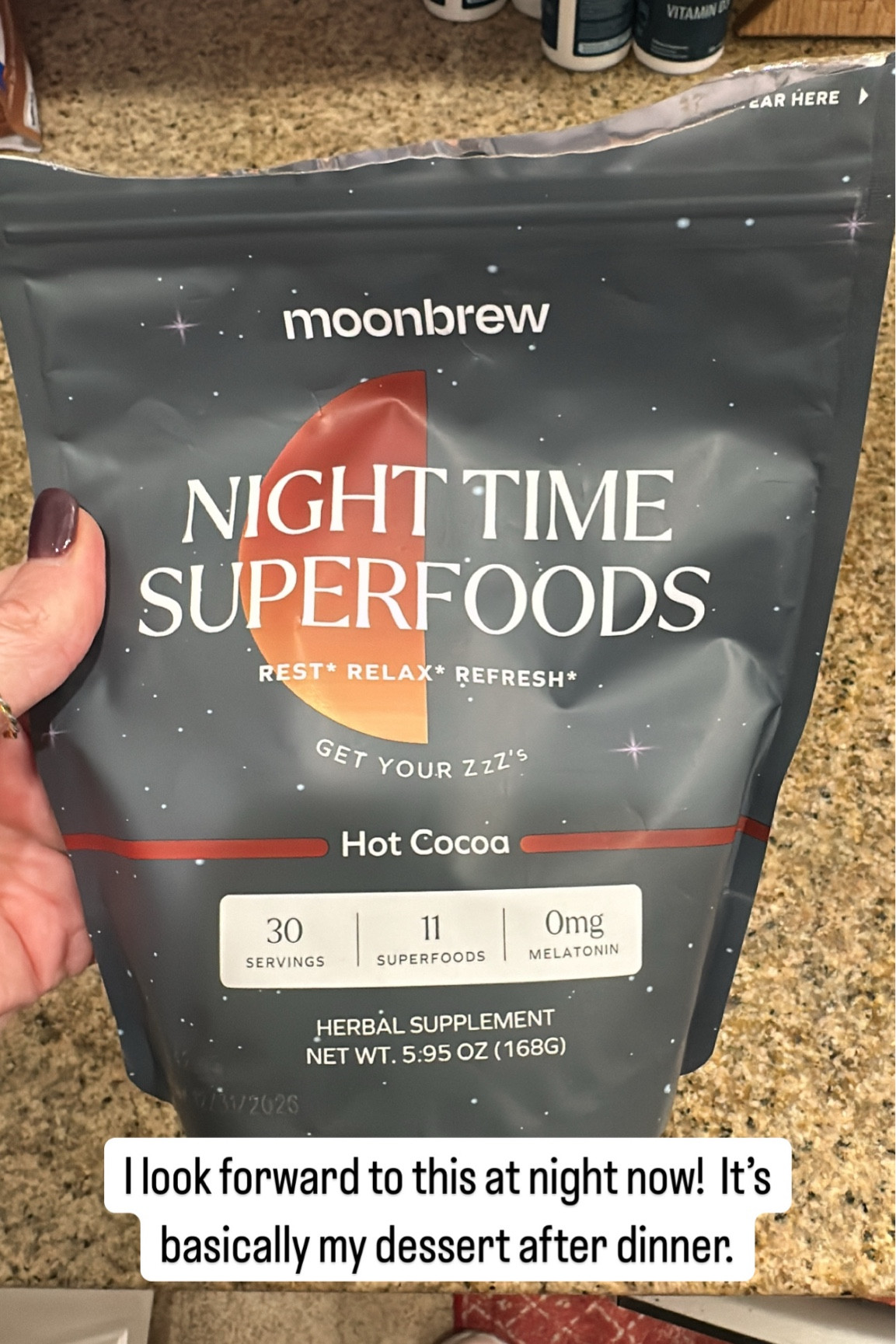 I’ve come to really love this night time sleepy hot cocoa! Add a splash of creamer and it’s even better! 
