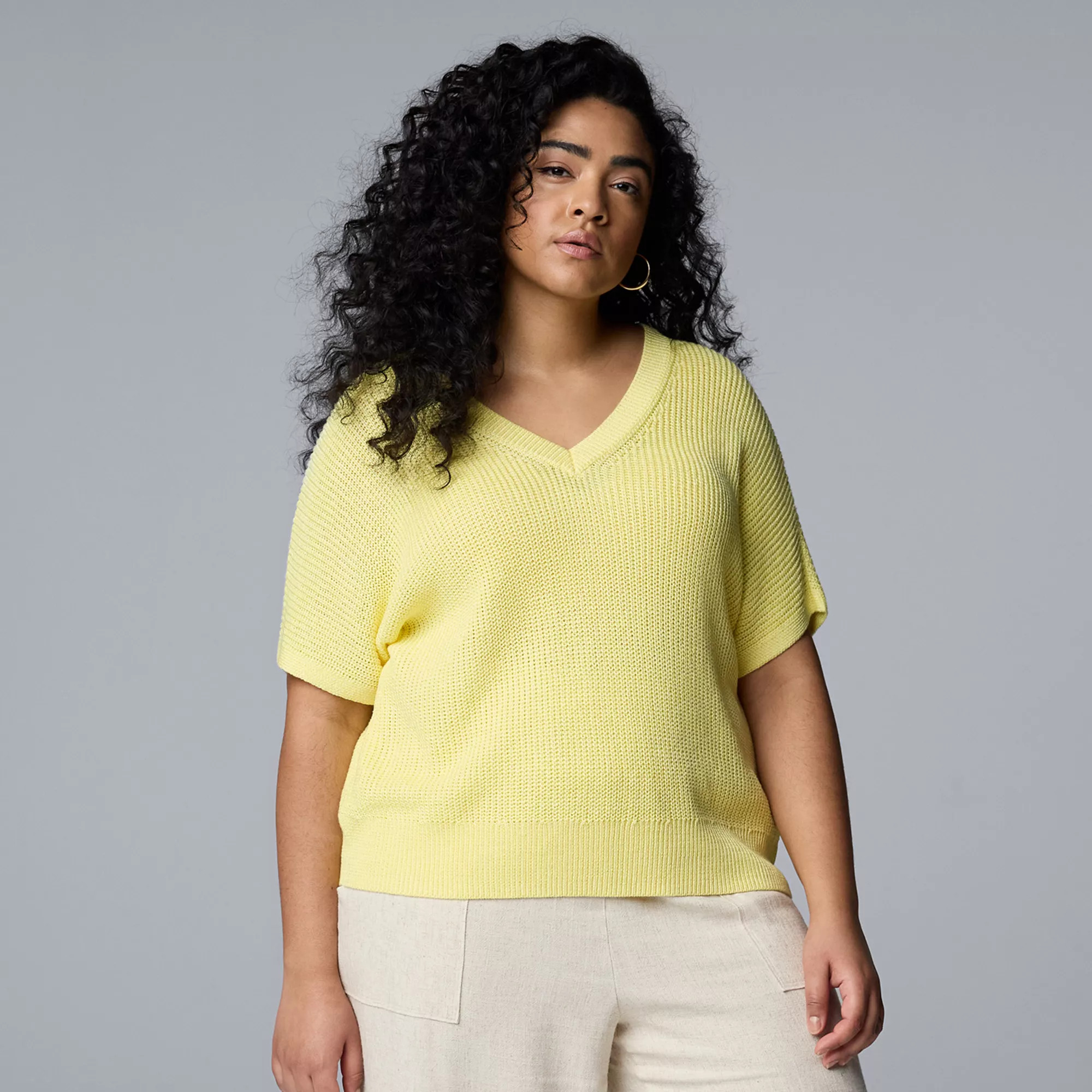 Plus Size Simply Vera Vera Wang V-Neck Sweater Tee | Kohl's