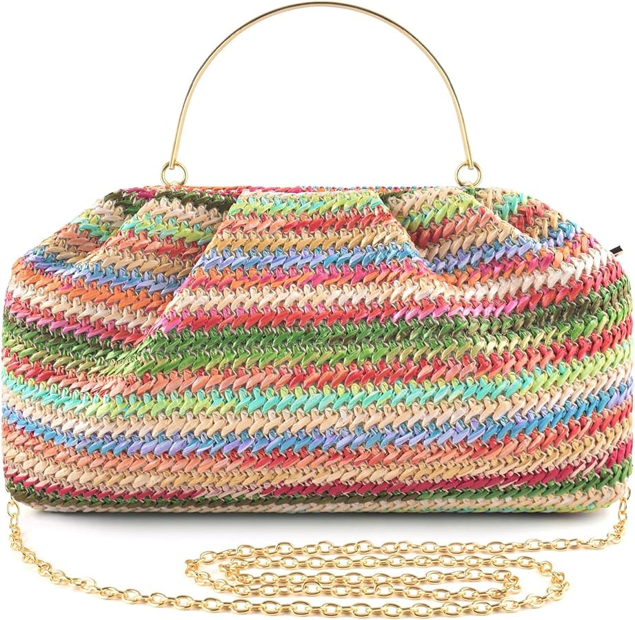 ERKOON Clutch Purse for Women Elegant Pleated Evening Bag Crossbody Shoulder Handbag Envelope Bag... | Amazon (US)