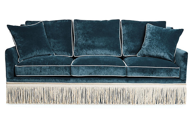 Portsmouth Sofa, Teal Velvet | One Kings Lane