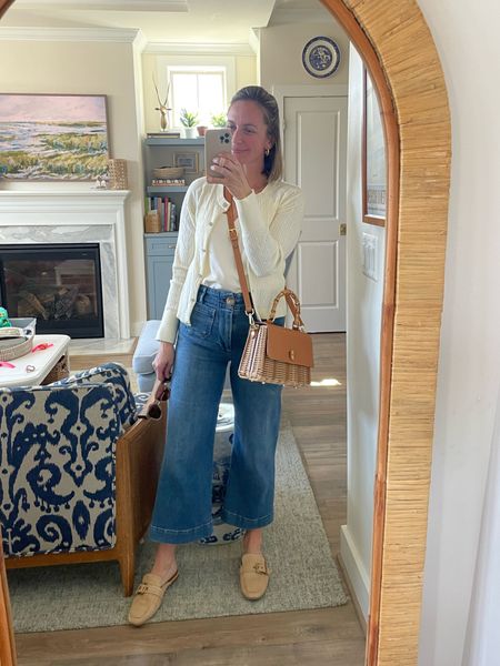 Colette cropped wide leg jeans, cable knit cardigan, raffia mules, wicker crossbody bag. Target J.McLaughlin Anthropologie Walmart fashion 

#LTKfindsunder50 #LTKstyletip #LTKshoecrush