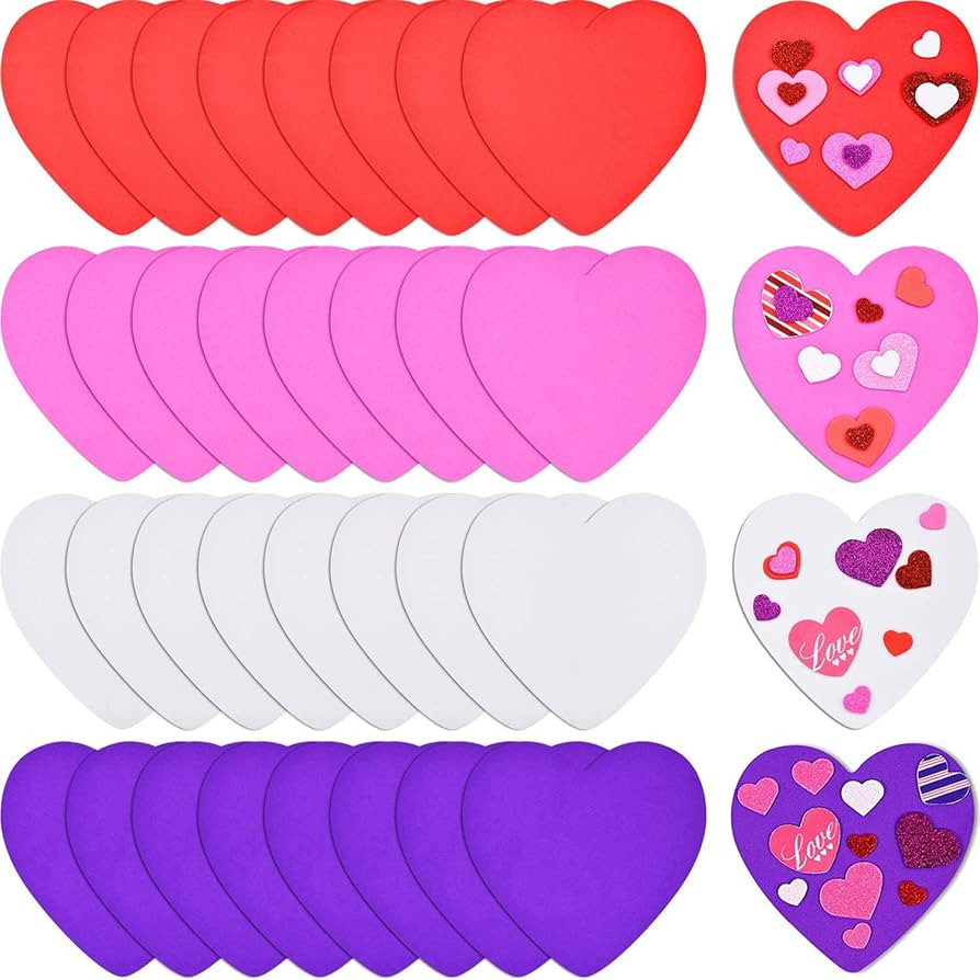 48Pcs Foam Hearts 6'' Valentine Hearts Decor Craft Foam Hearts Shape for DIY Craft Party Decorati... | Amazon (US)