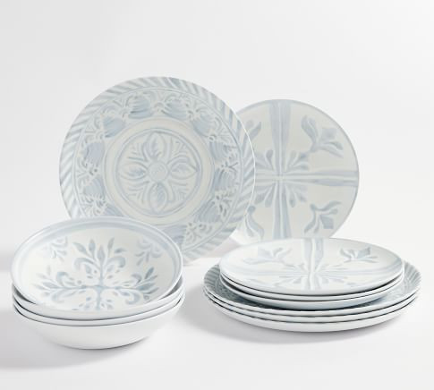 Chambray Tile Melamine Dinnerware Collection | Pottery Barn (US)