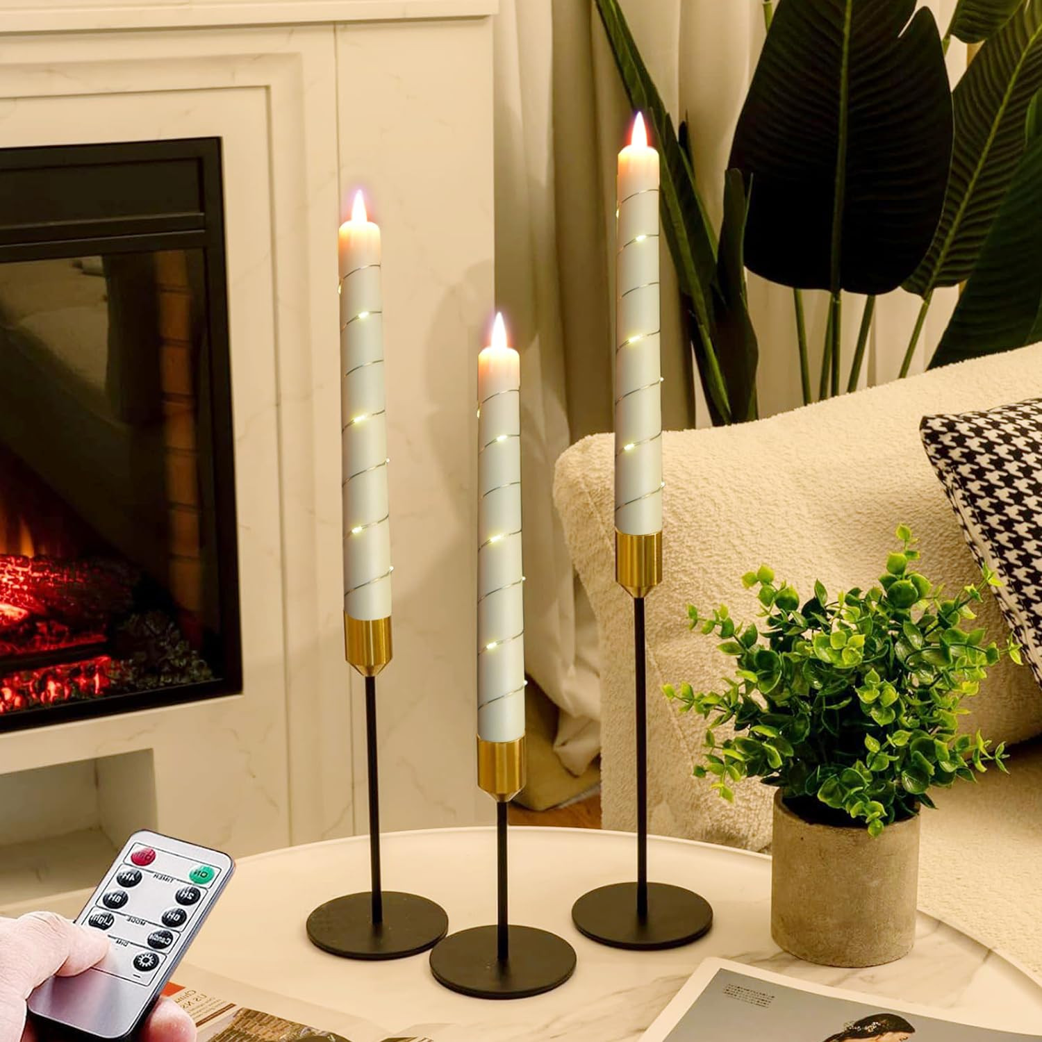 Flameless Candle, (Conical) Patented with Starlight String, LED Candle, 11-Key Timing Remote Cont... | Amazon (US)