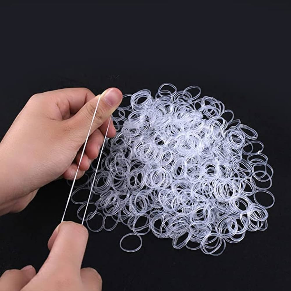 500 Pcs Elastic Hair Bands for Women - Clear Rubber Bands for Wedding Hairstyle | Amazon (UK)