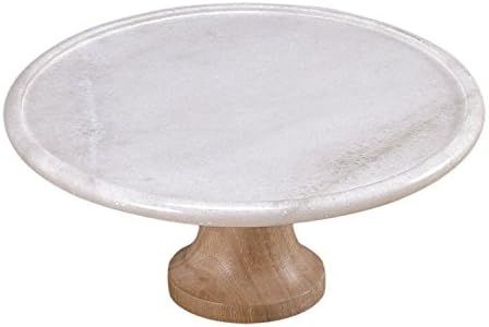 Creative Home Natural Marble and Mango Wood 12" Diam. Round Cake Stand Dessert Stand on Pedestal ... | Amazon (US)