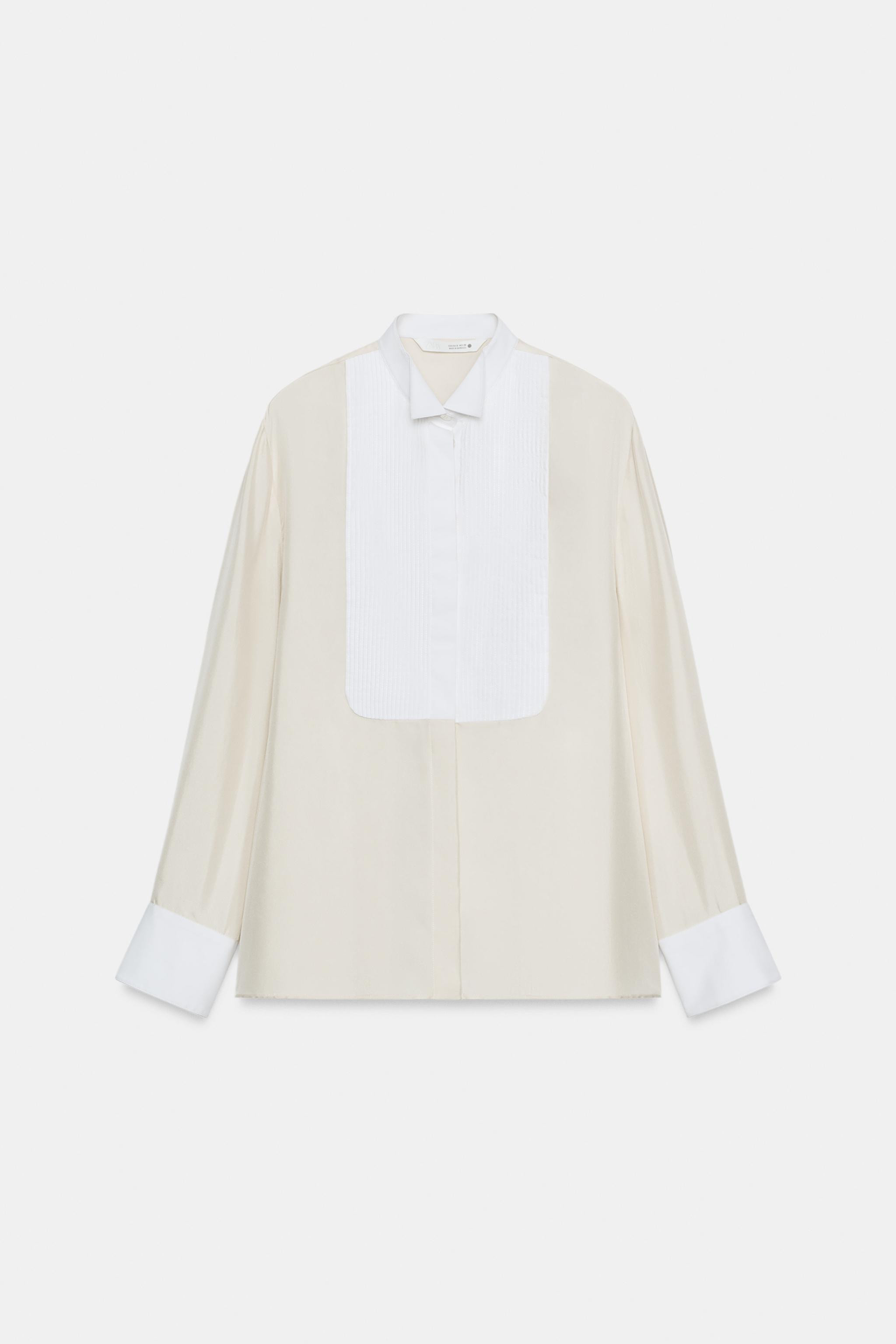 ZW COLLECTION 100% SILK BIB SHIRT | Zara UK